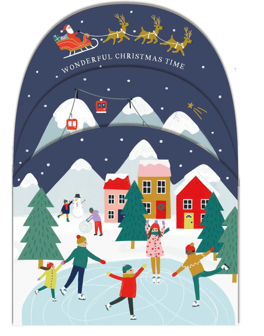 Christmas Village Scene Concertina Christmas Card