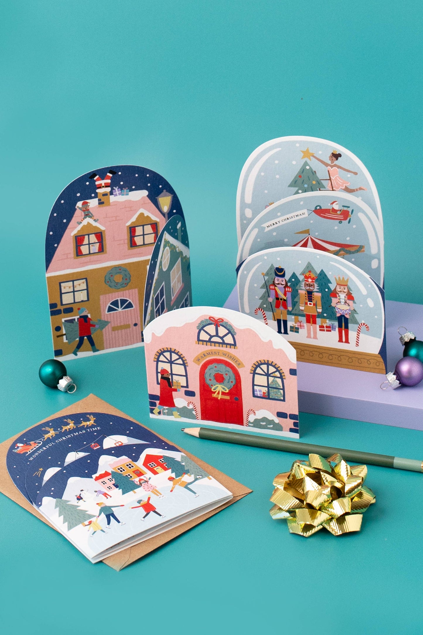 Christmas Village Scene Concertina Christmas Card