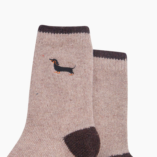 Sausage Dog Embroidered Wool Socks