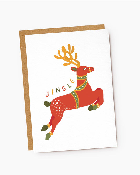 'Jingle' Scandi Reindeer Christmas Card