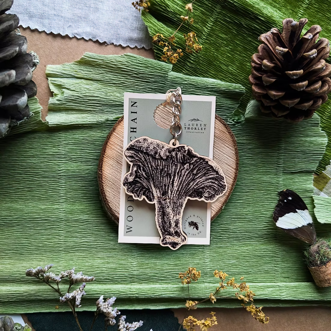 Chanterelle Wooden Keyring
