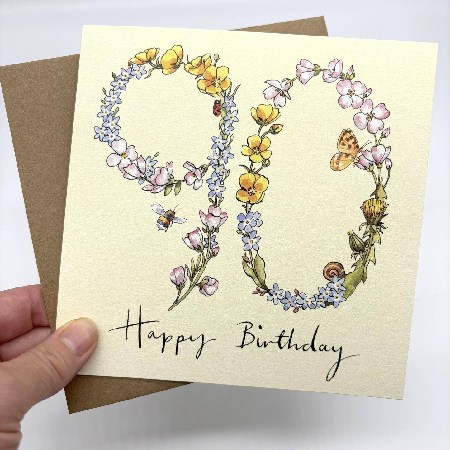 90th Birthday Card - Wildflower