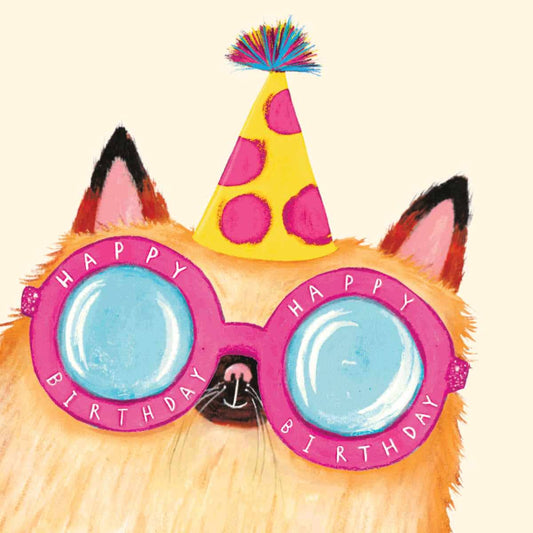 Happy Birthday Funny Cat Sunglasses Greeting Card | Cat Card
