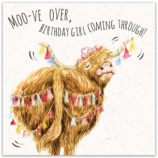 Highland Cow Moo-ve Over Birthday Card