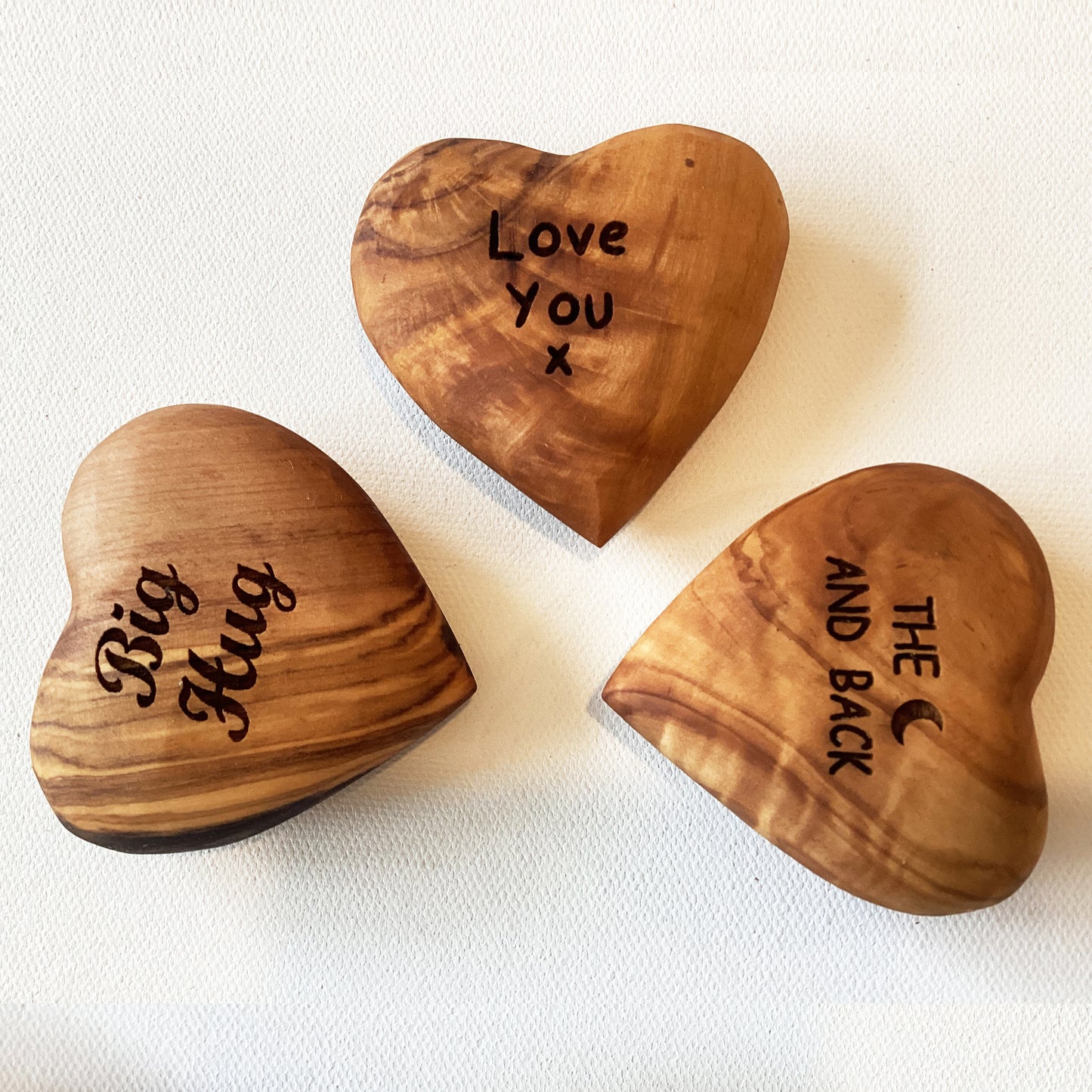 Engraved Solid Olive Wood Heart
