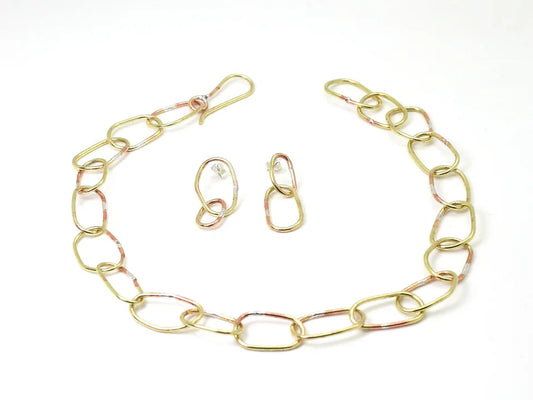 Irregular Organic Shape Chunky Brass Necklace