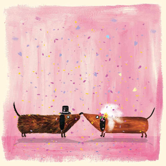 Sausage Dog Dachshund Wedding Greeting Card | Cute Wedding