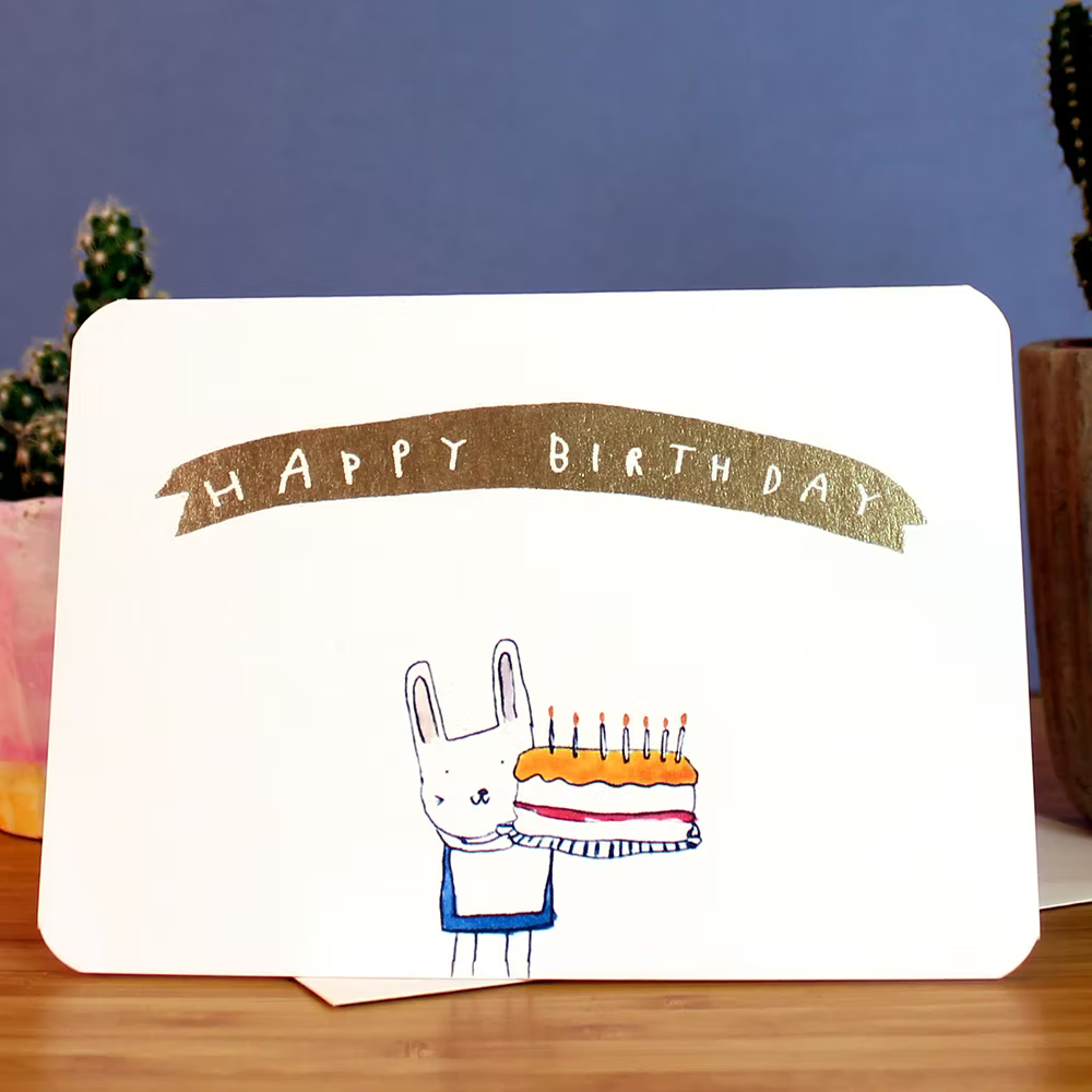 Gold Bunny Cake Card