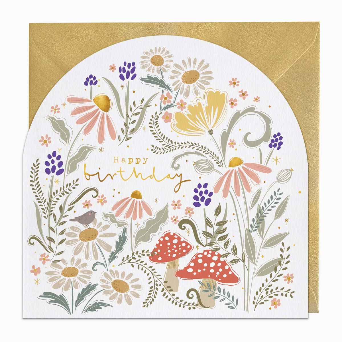 Mushroom Bluebells Birthday Card