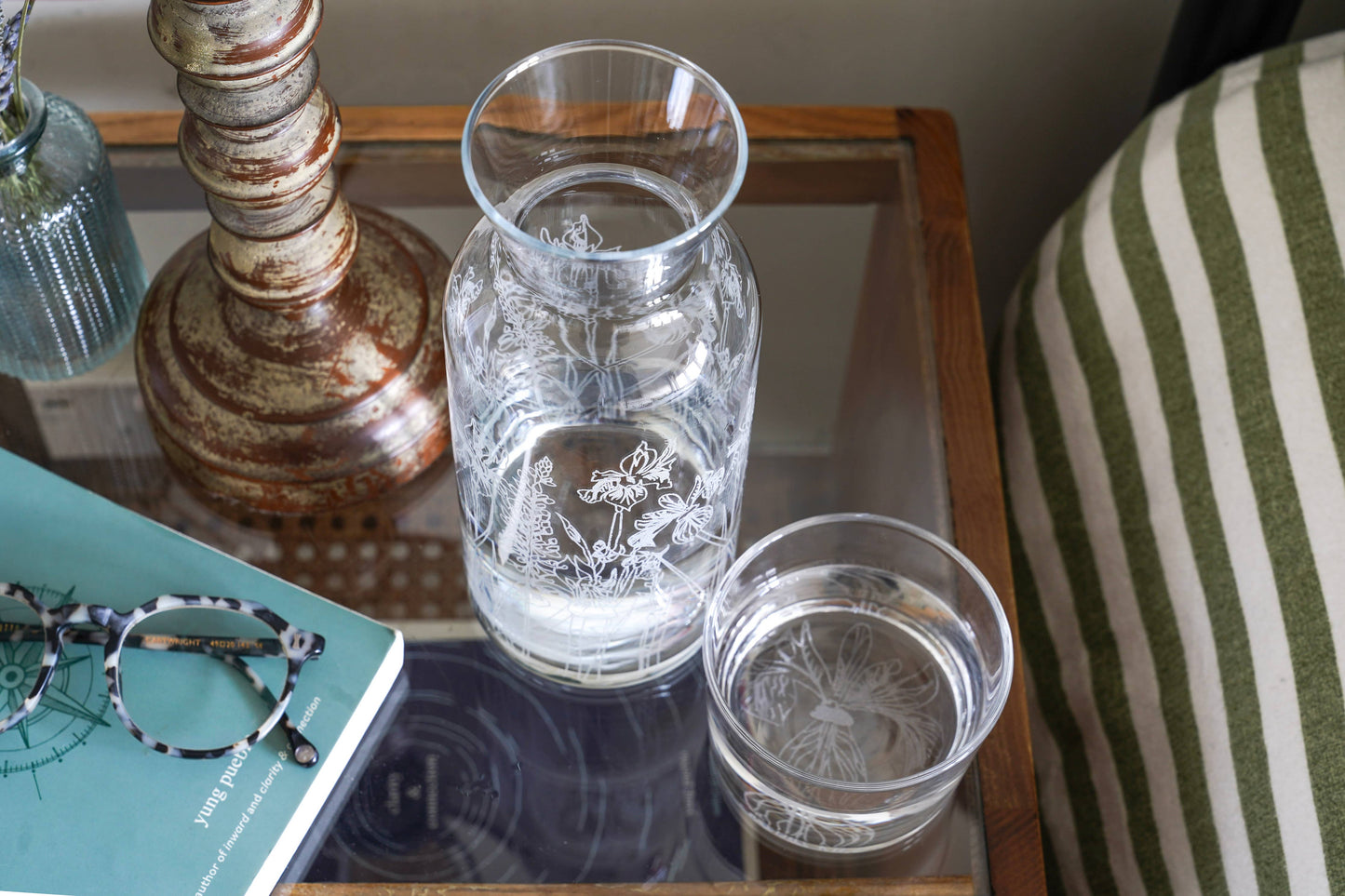 Floral Mini Water Carafe & Glass Gift Set