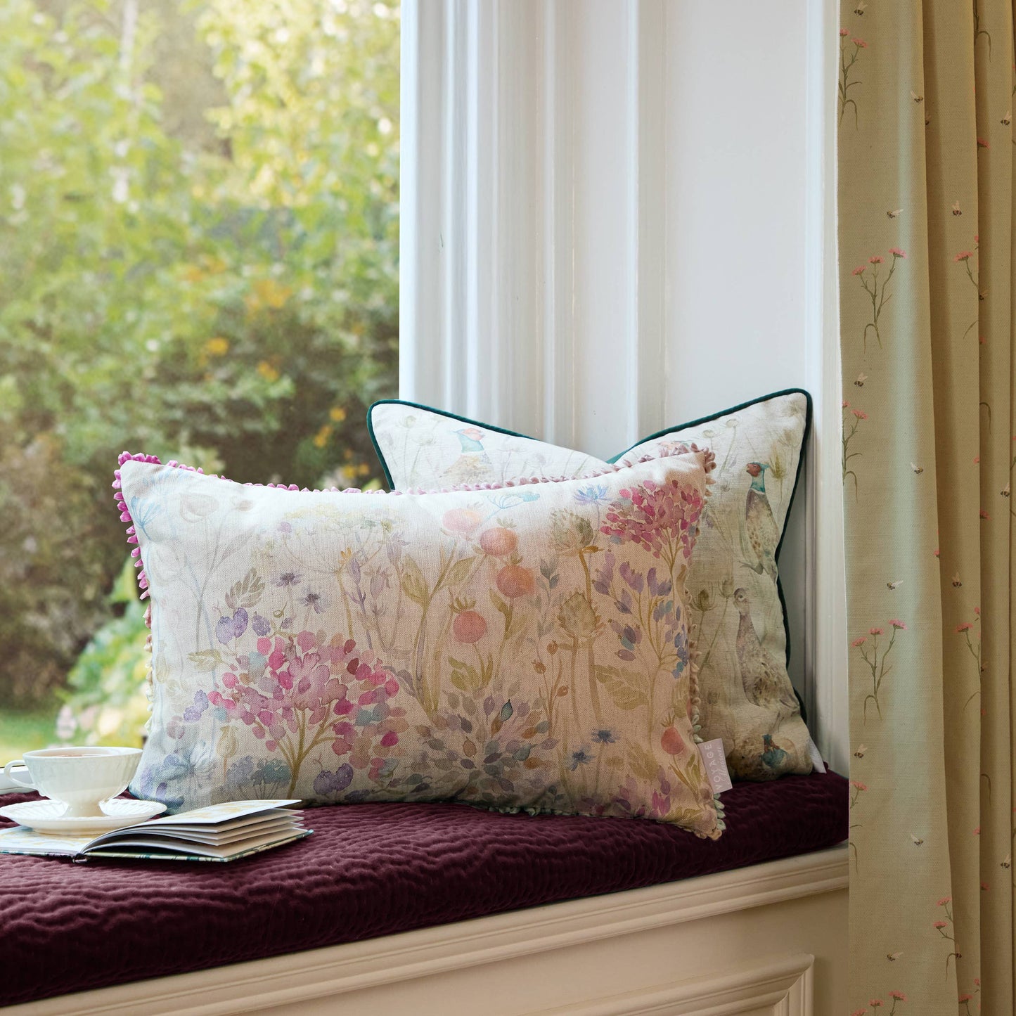 Country Hedgerow Printed Rectangular Linen Cushion