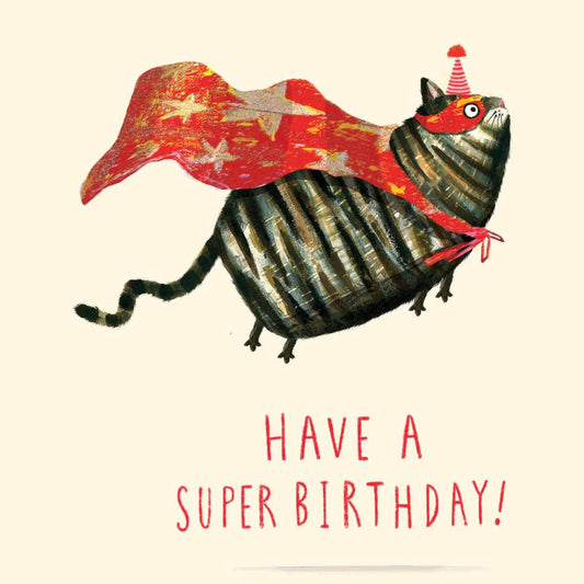 Super Cat Birthday Greeting Card | Funny Cat Birthday Card