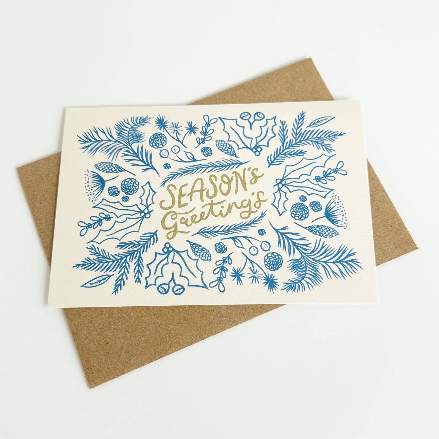 Season's Greeting's - Cream & Blue
