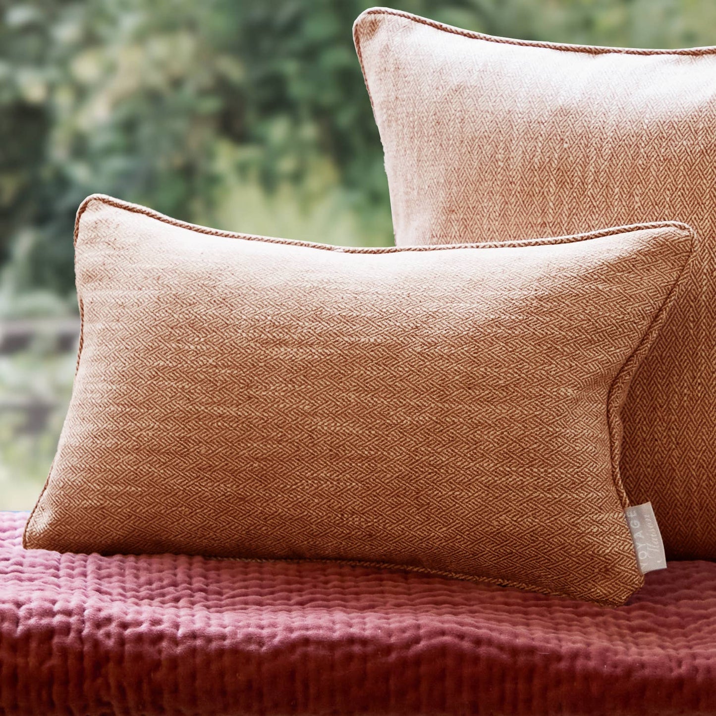 Jedburgh Textured Woven Rectangular Cushion Rust