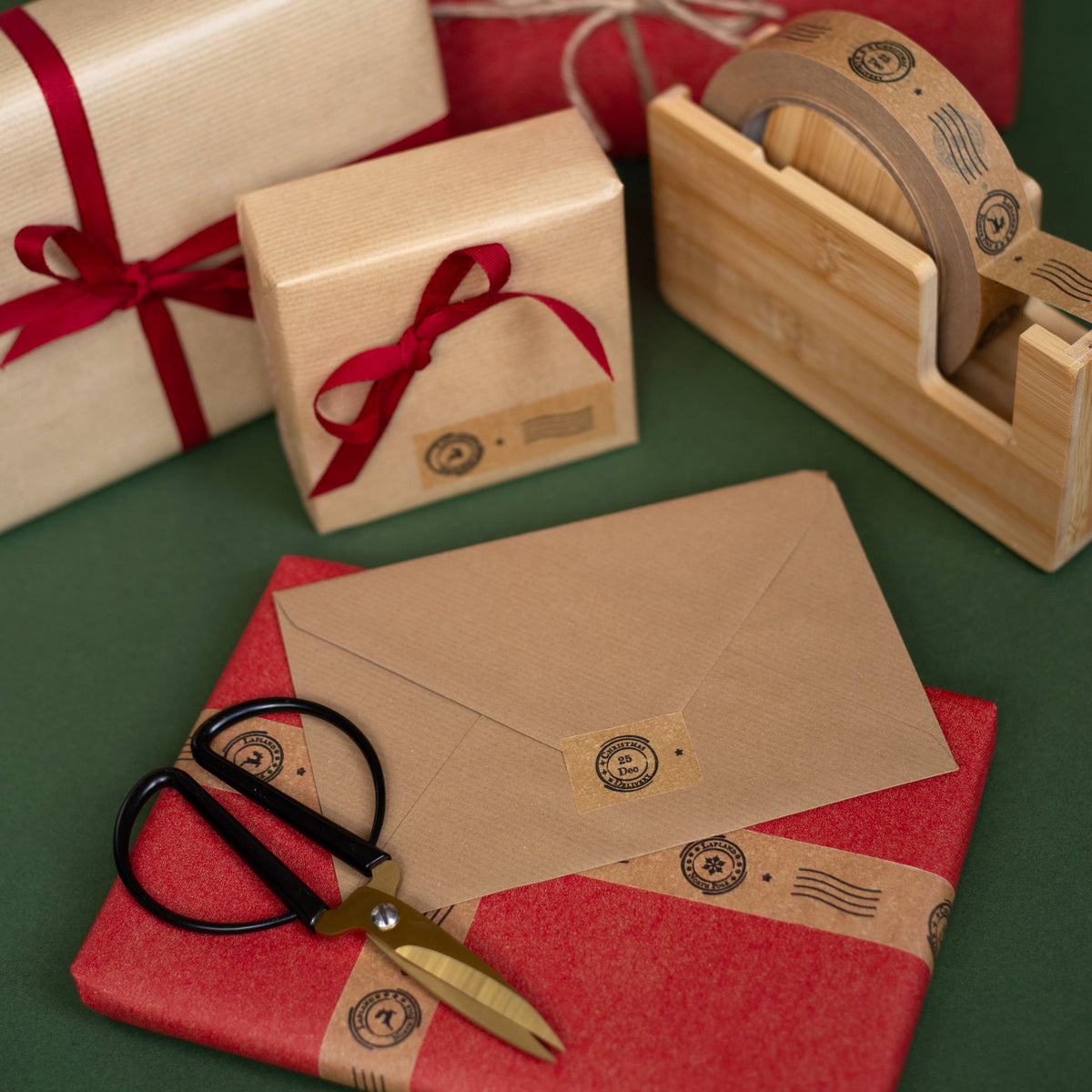Festive Stamp Paper Tape 24mm - Gift Wrapping & Crafting