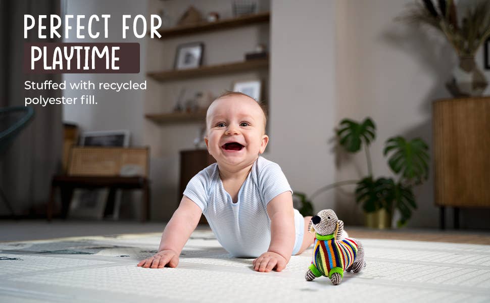 White Organic Cotton Knit Stegosaurus Dinosaur Rattle