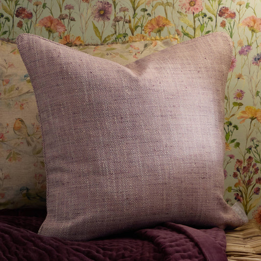 Jedburgh Textured Woven Square Cushion | Heather