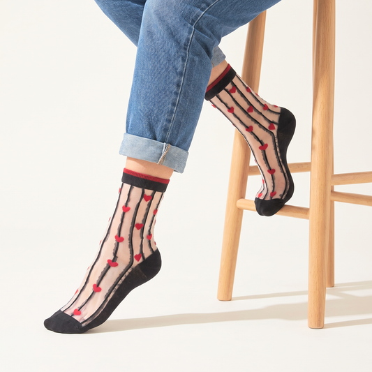 Stripe & Heart Sheer Socks