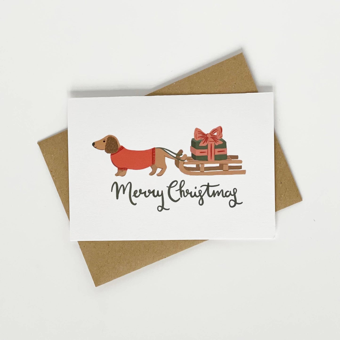 Dachshund and Sledge Christmas Card