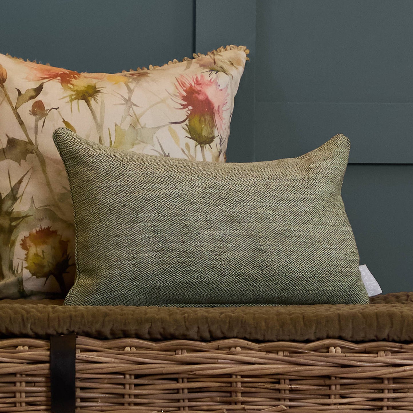 Jedburgh Textured Woven Rectangular Cushion Sage