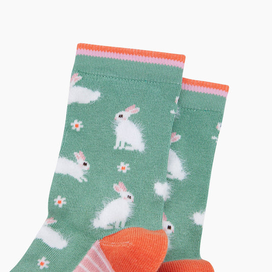 Bunny Rabbit Floral Fluffy Bamboo Socks