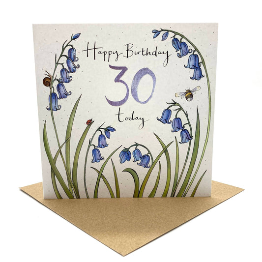 30th Birthday Card - Bluebells