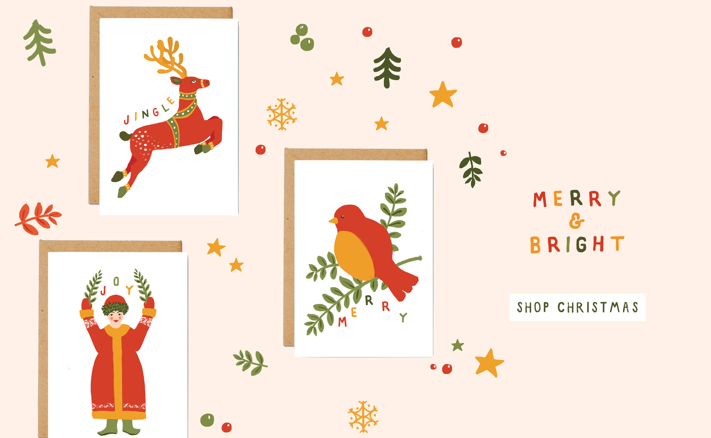 'Jingle' Scandi Reindeer Christmas Card