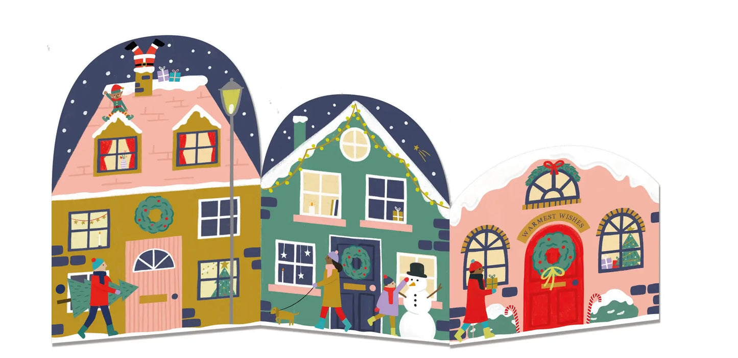 Christmas Houses Scene Concertina Christmas Card