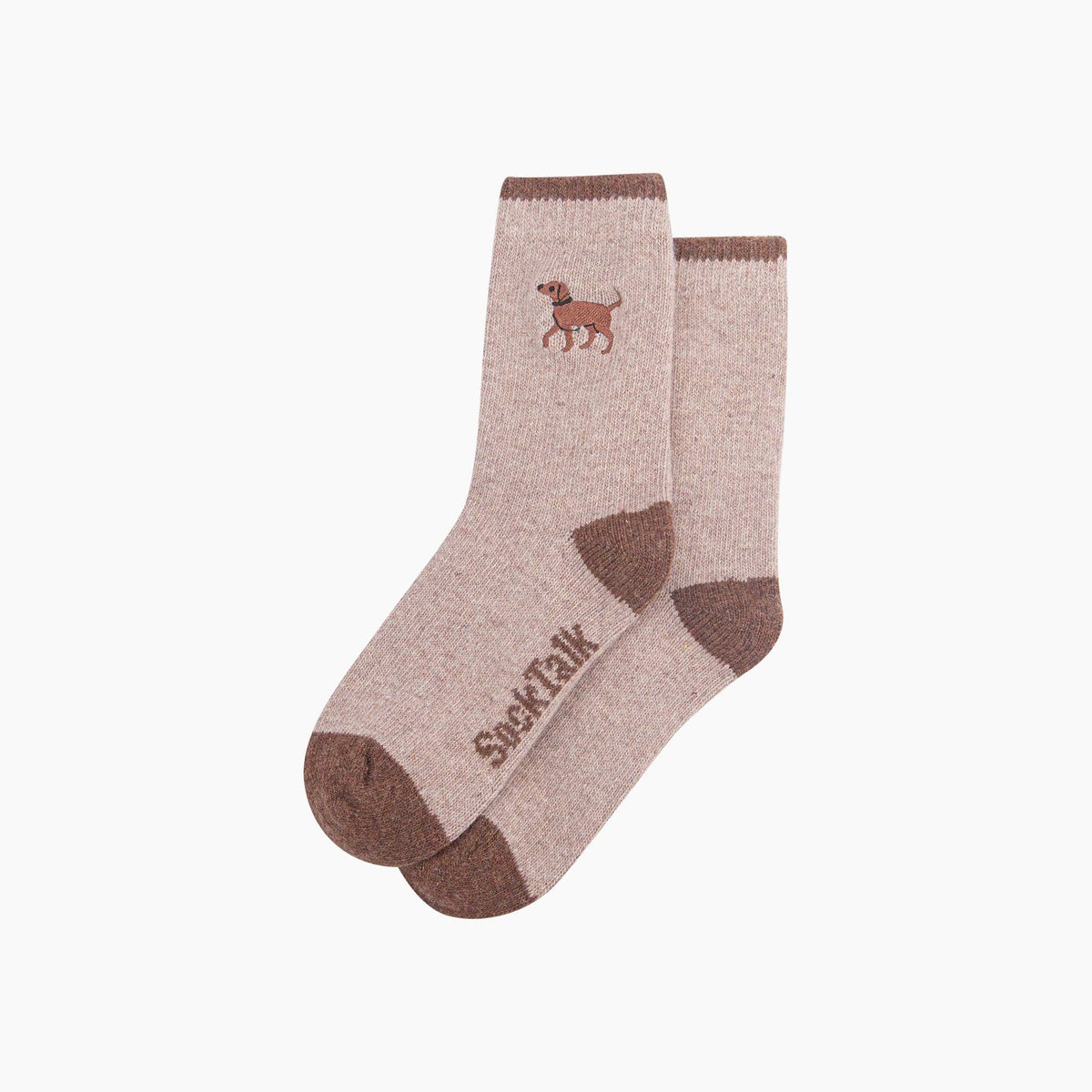 Chocolate Labrador Embroidered Wool Socks