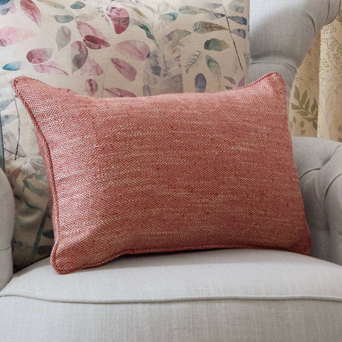 Jedburgh Textured Woven Rectangular Cushion | Garnet
