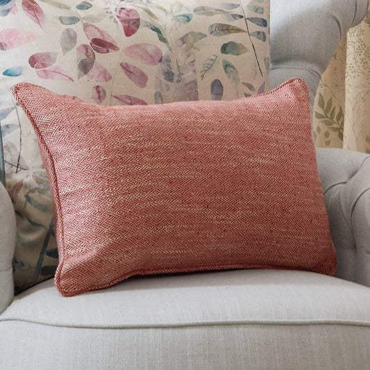 Jedburgh Textured Woven Rectangular Cushion | Garnet