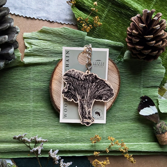 Chanterelle Wooden Keyring