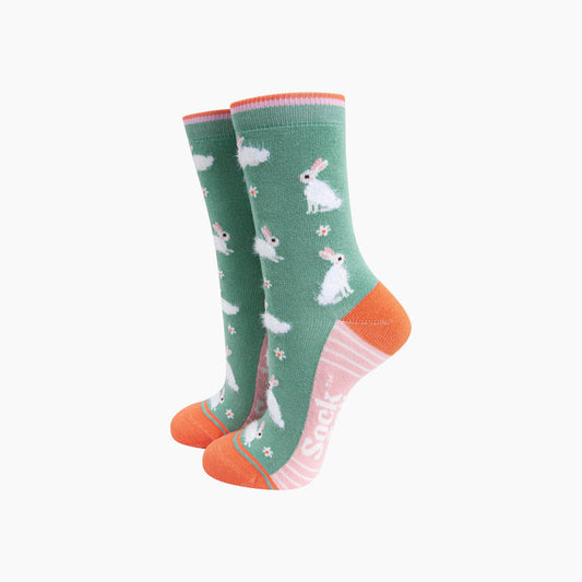 Bunny Rabbit Floral Fluffy Bamboo Socks
