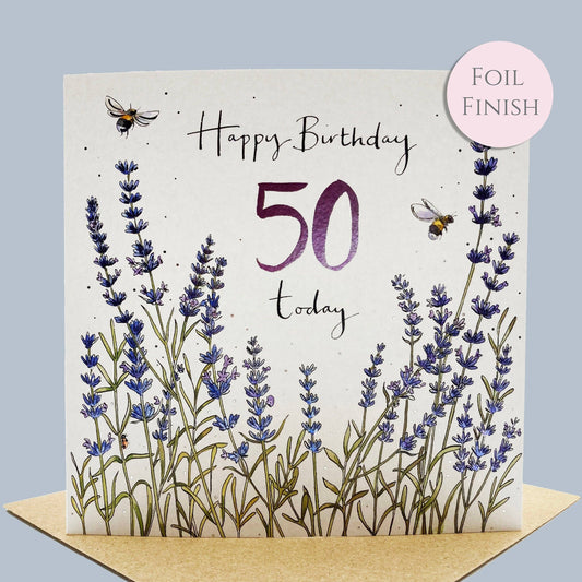 50th Birthday Card - Lavender
