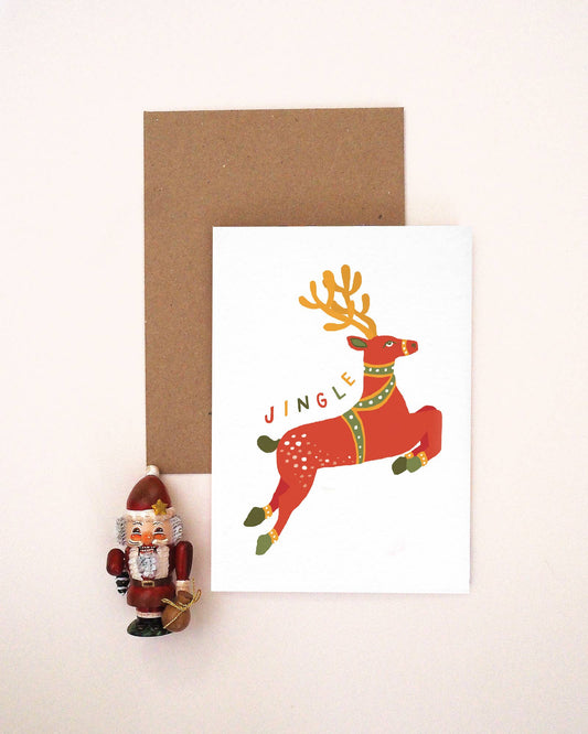 'Jingle' Scandi Reindeer Christmas Card