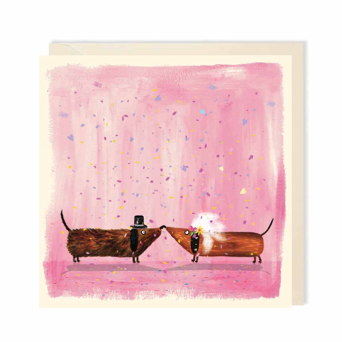 Sausage Dog Dachshund Wedding Greeting Card | Cute Wedding