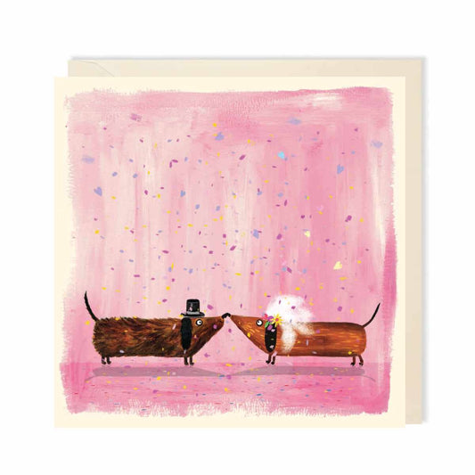 Sausage Dog Dachshund Wedding Greeting Card | Cute Wedding