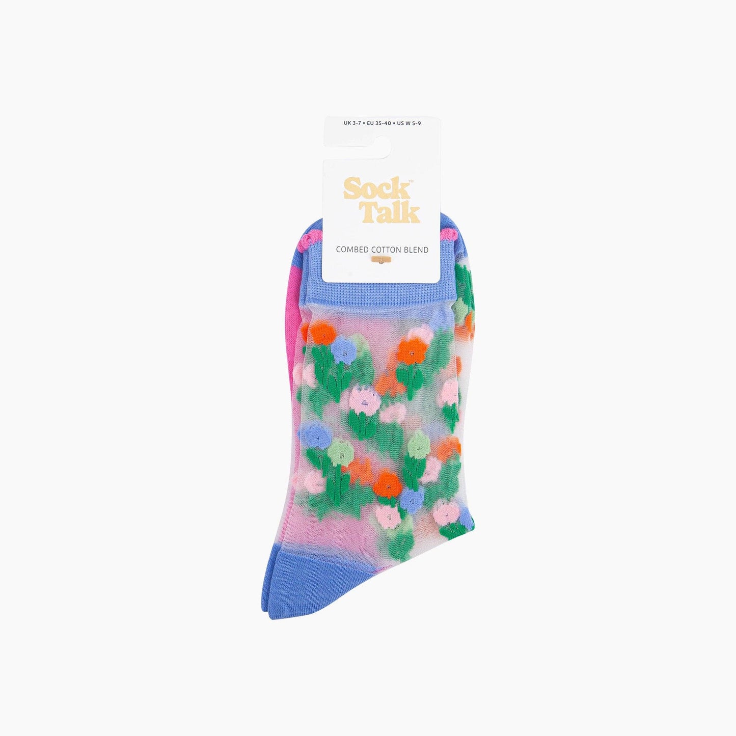 Floral Posy Combed Cotton Sheer Pop Socks