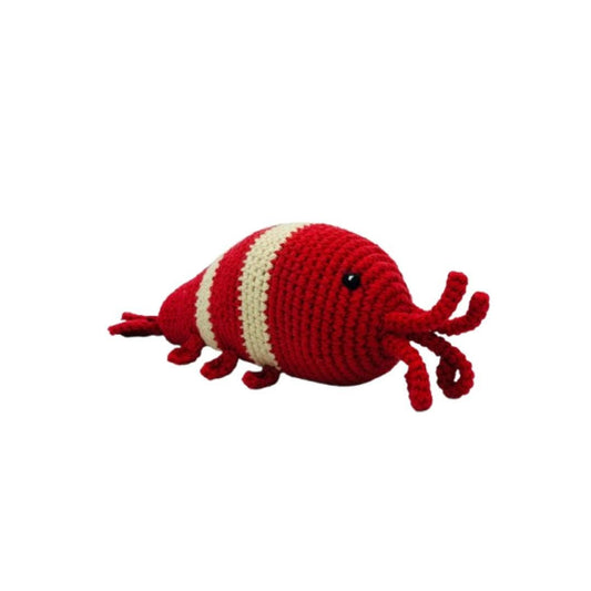Crochet Shrimp Baby Rattle Organic Cotton