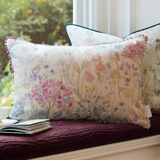 Country Hedgerow Printed Rectangular Linen Cushion