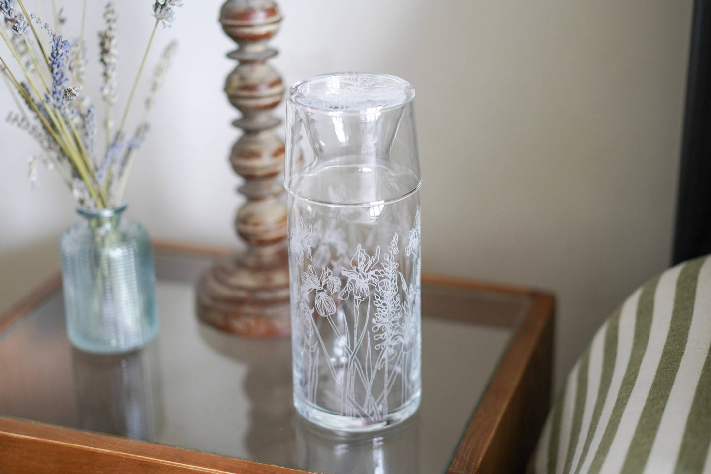 Floral Mini Water Carafe & Glass Gift Set