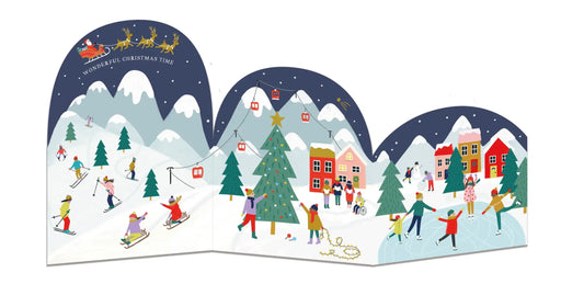 Christmas Village Scene Concertina Christmas Card 