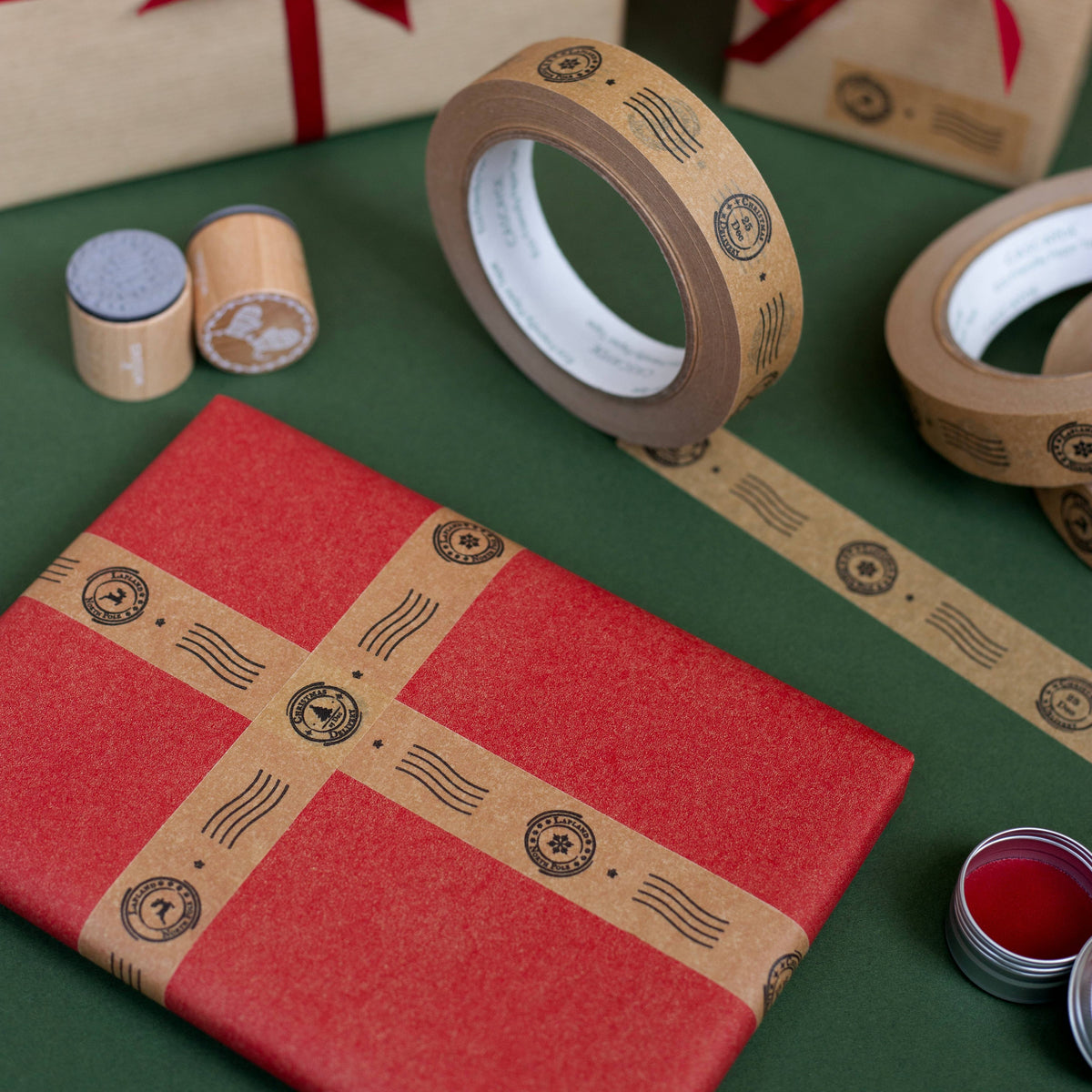 Festive Stamp Paper Tape 24mm - Gift Wrapping & Crafting