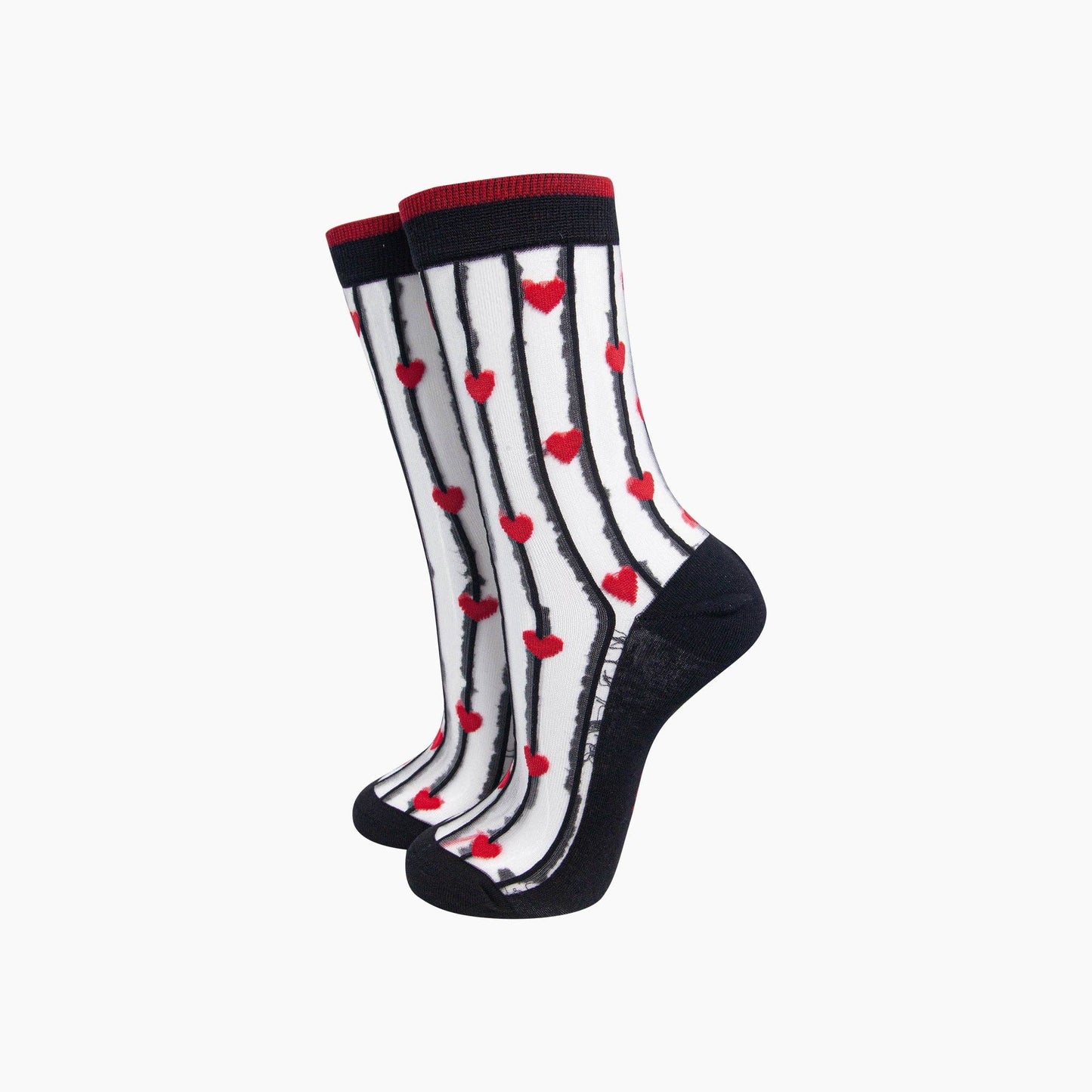 Stripe & Heart Sheer Socks