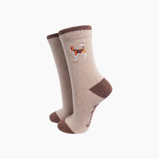 Beagle Embroidered Wool Socks