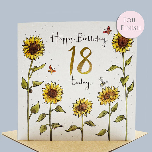 18th Birthday Card - Sunflowers