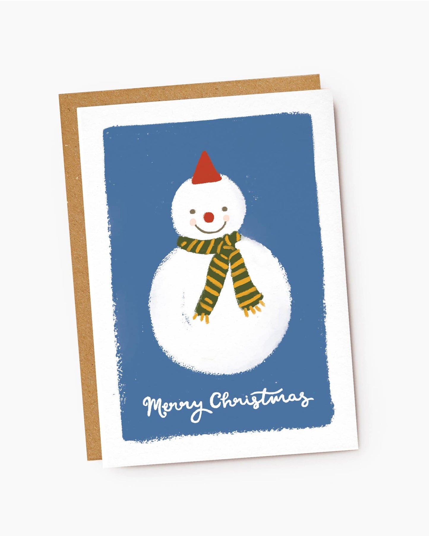 Modern Blue Snowman Christmas Card