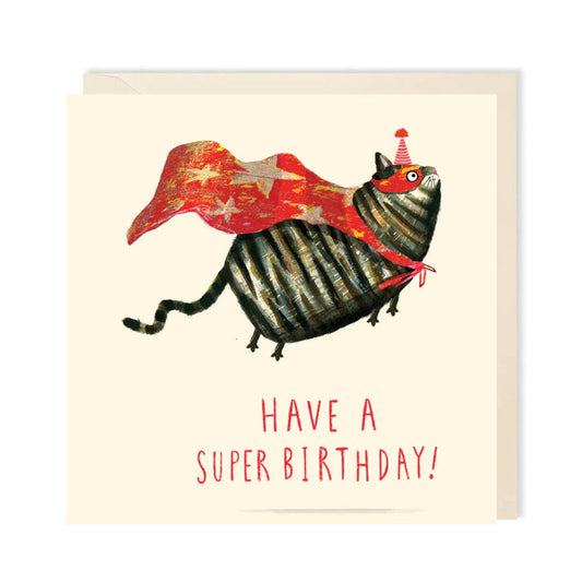 Super Cat Birthday Greeting Card | Funny Cat Birthday Card