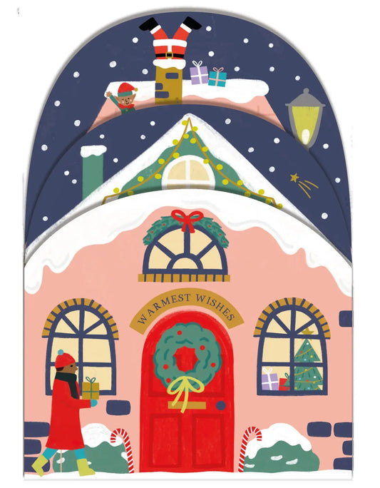 Christmas Houses Scene Concertina Christmas Card