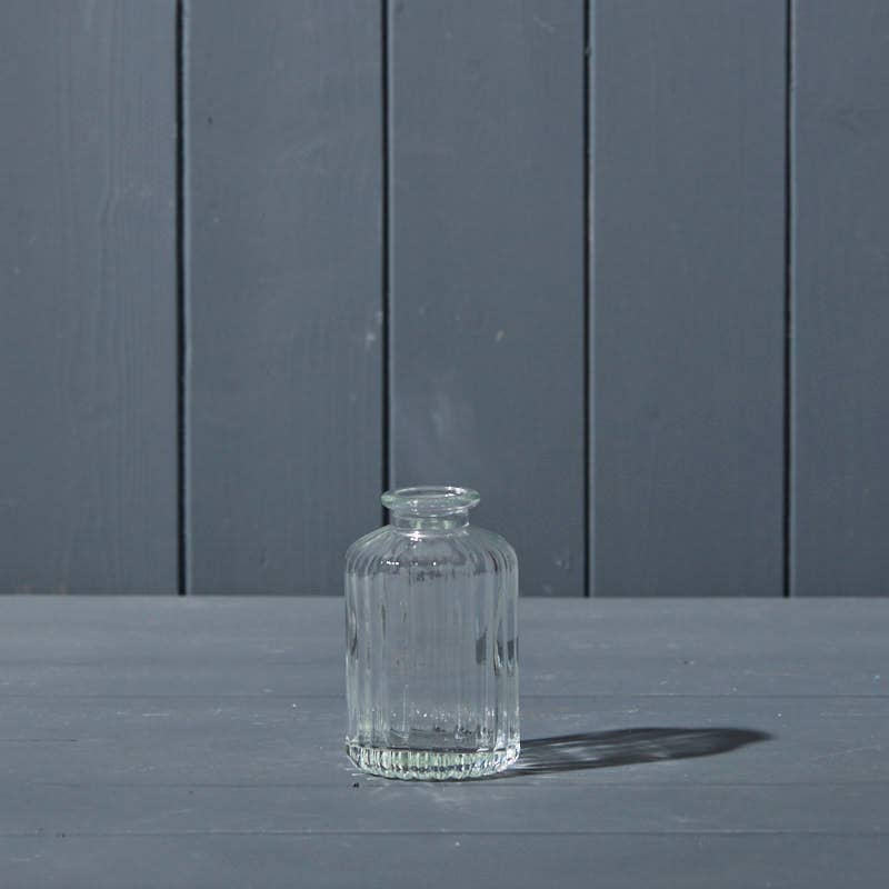 Clear Ribbed Glass Bottle